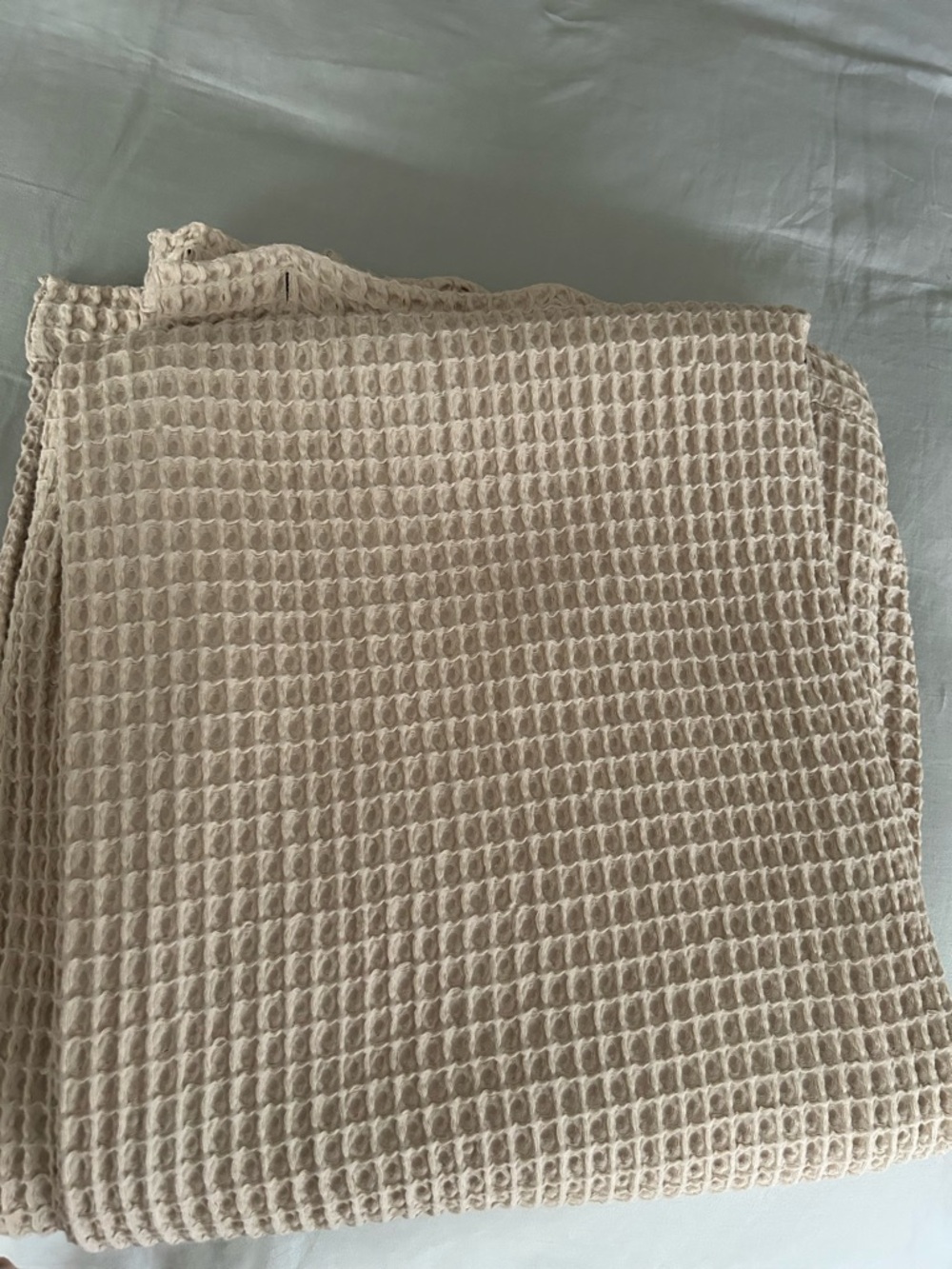 West Elm Beige Waffle Shower Curtain - Picture 2 of 2